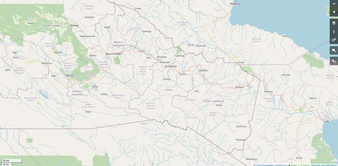 The Highlands Highway in OpenStreetMap