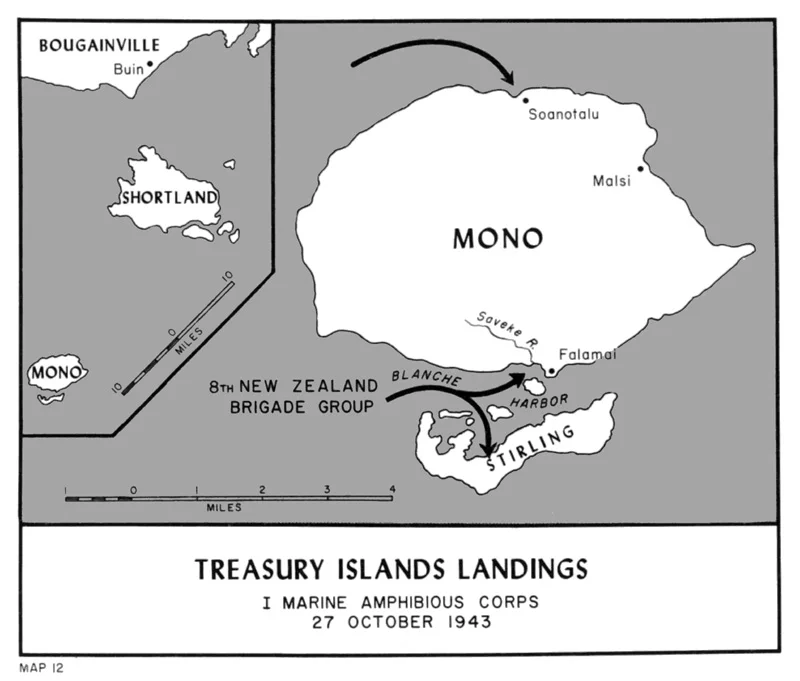 Les débarquements sur les îles du Trésor