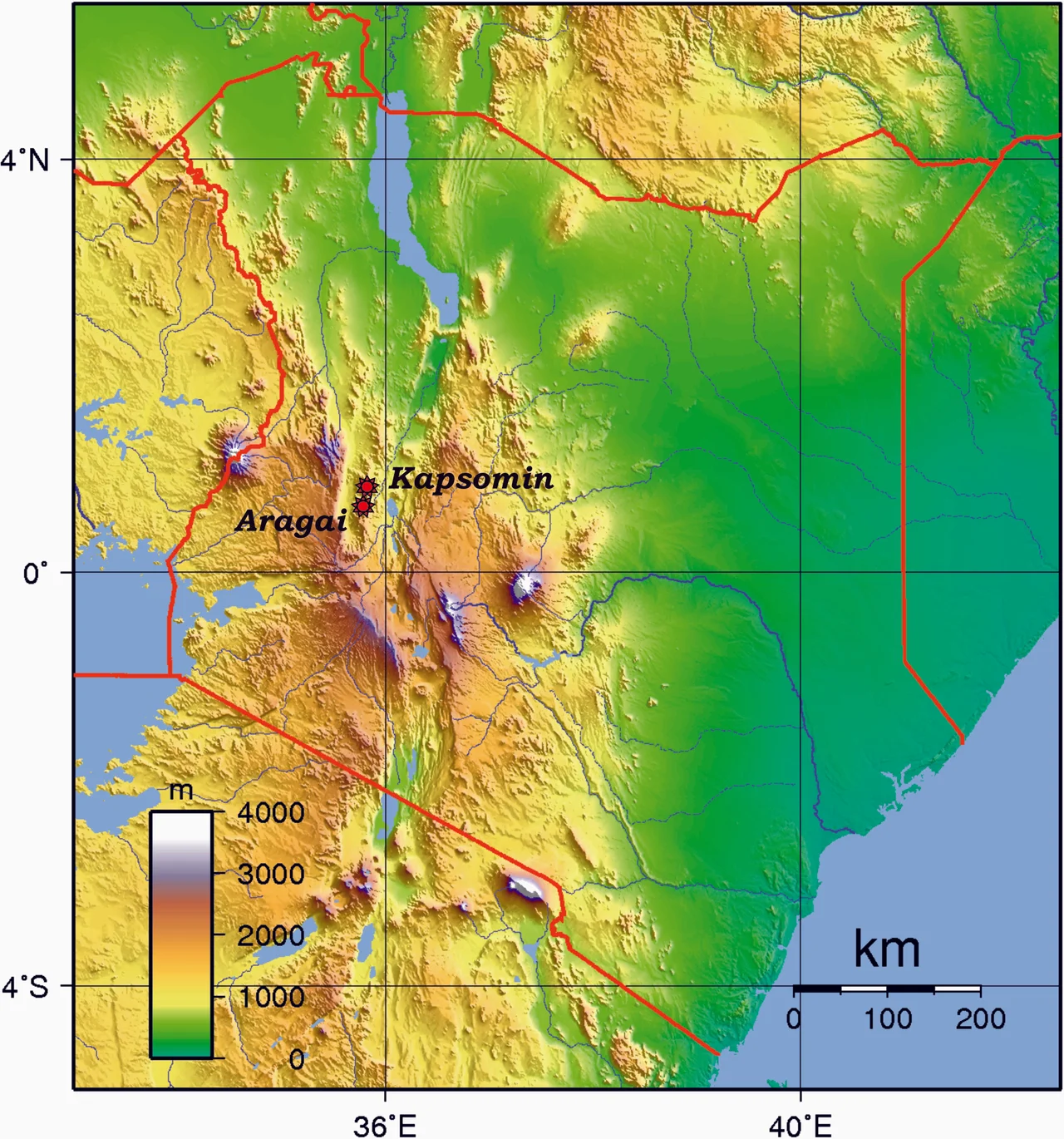 Kerio valley and tugen hills from Anin, lake Kamnarok also visible