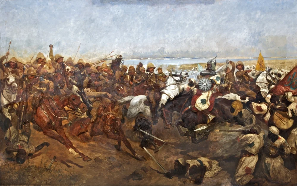 The charge of the British 21st Lancers in the Battle of Omdurman, 2 September 1898