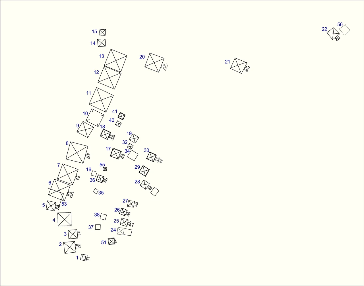 Plan of the pyramid field (North) of Meroe