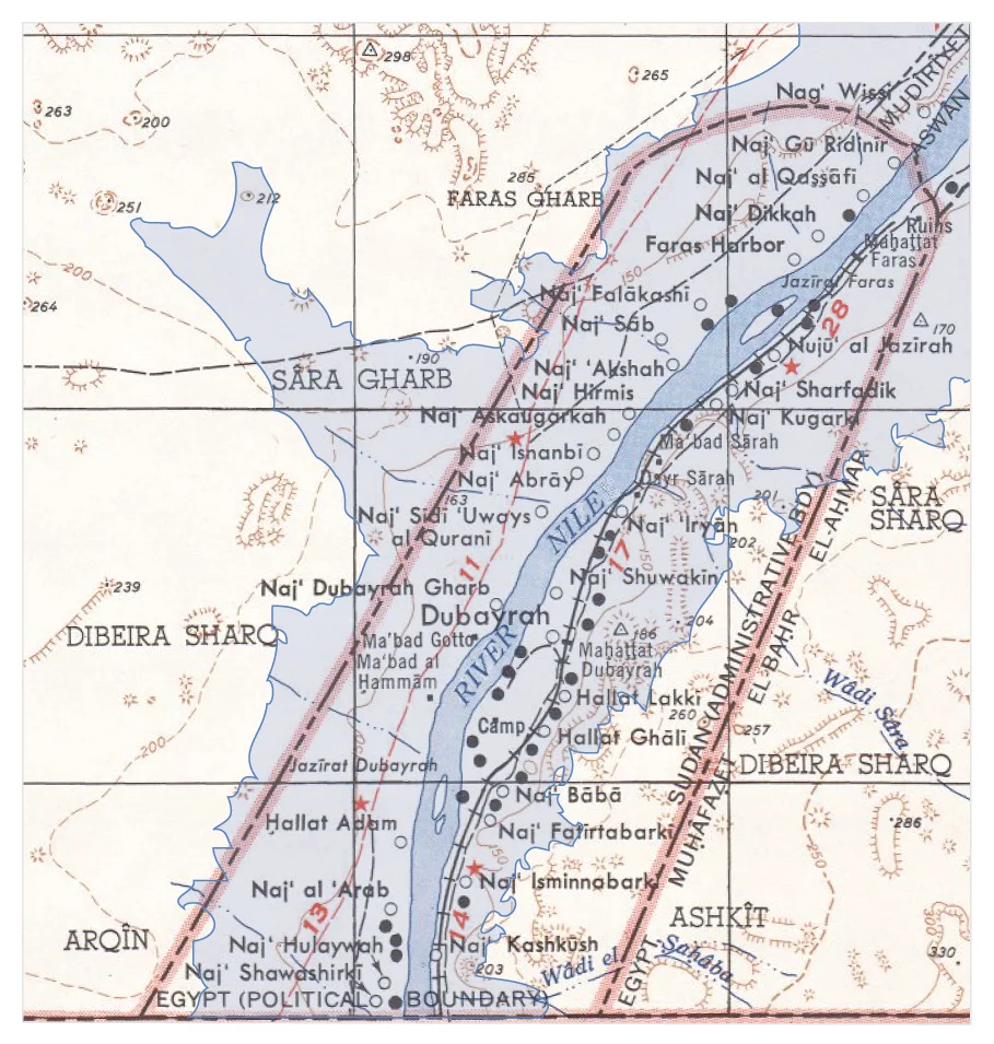 Flooding areas of the Lake Nasser in the Wadi Halfa Salient