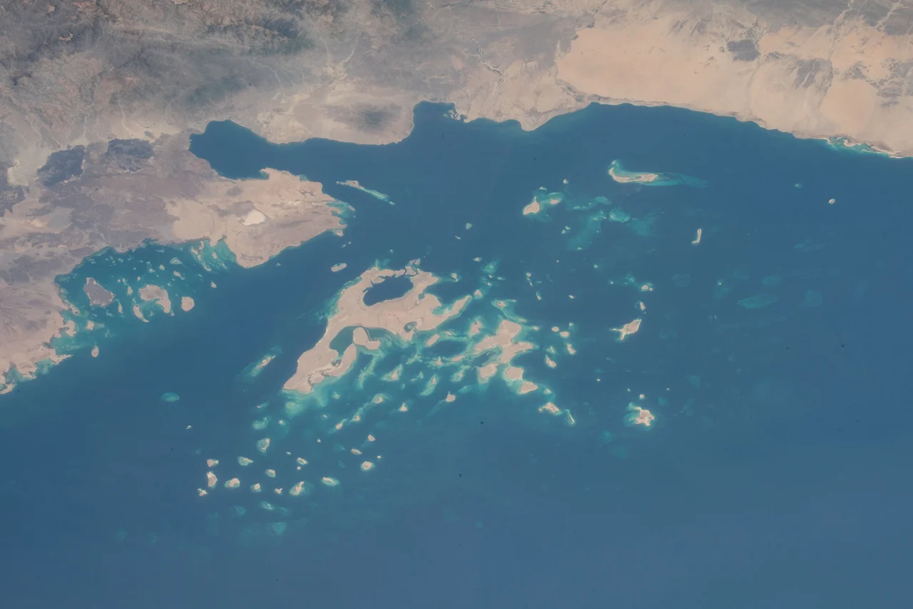The Red Sea at the Gurgussum Beach Hotel near Massawa, Eritrea. Saudi Arabia lies directly across these waters.