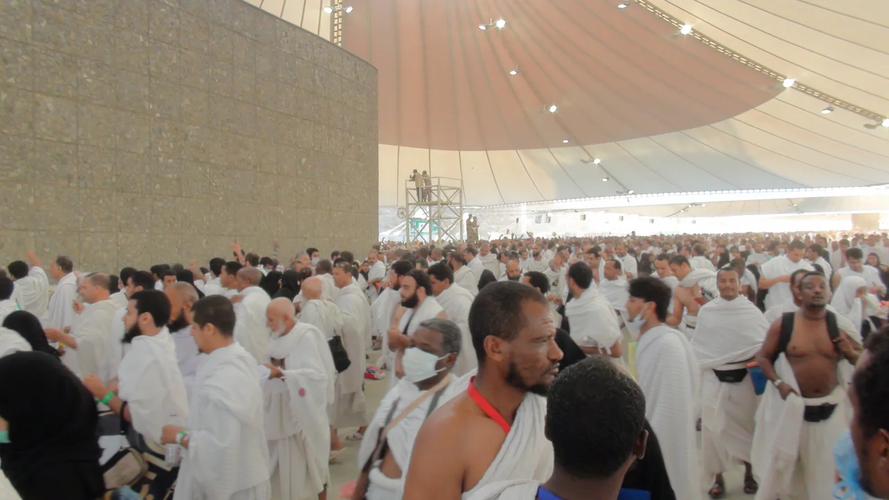 Stoning of the devil — 2006 Hajj.  

After reconstruction because of earlier stampedes.Jumrah Al-Aqabah