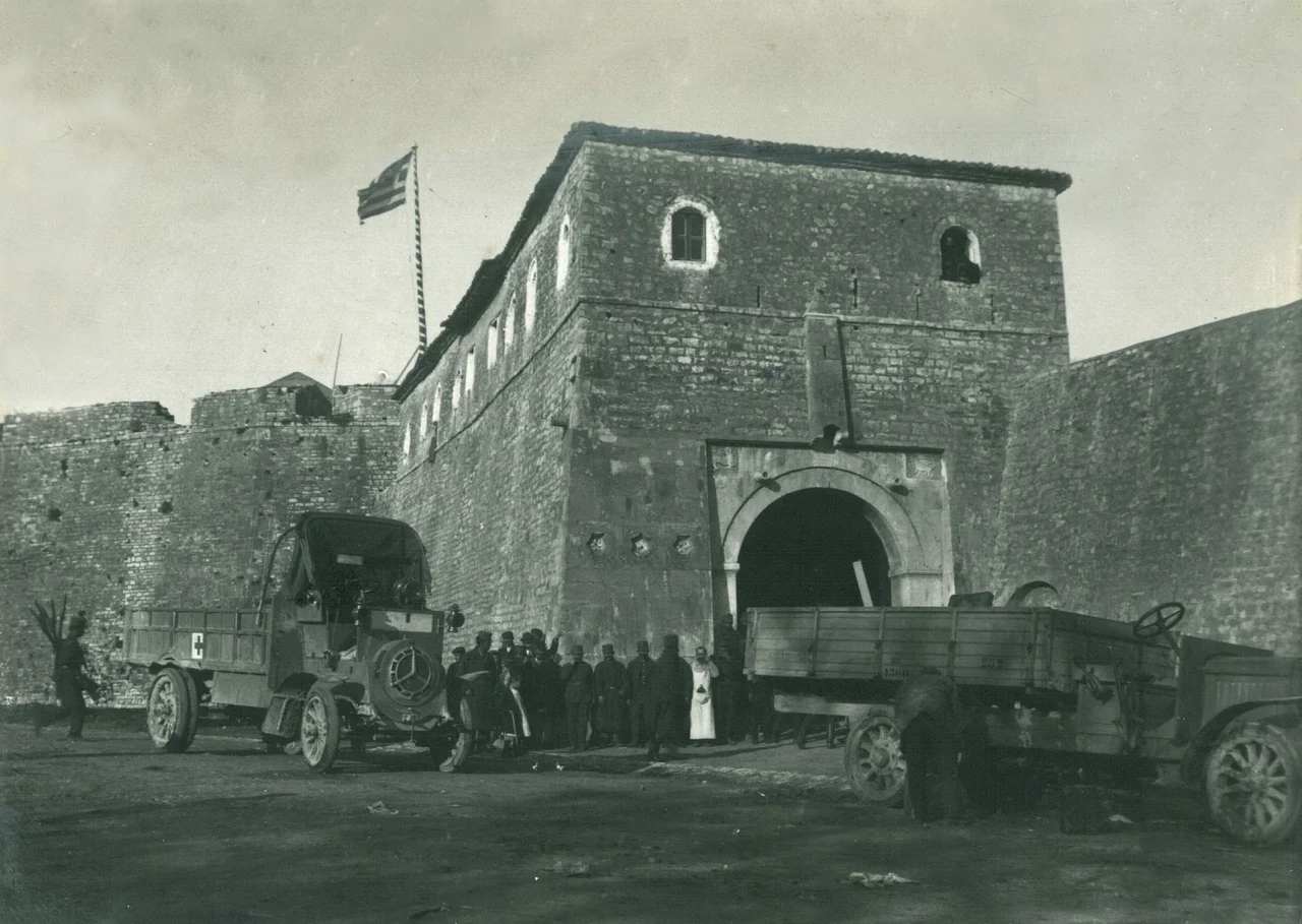The entrance gate of St. Andrew's castle, Preveza, Greece. Photograph of 1912