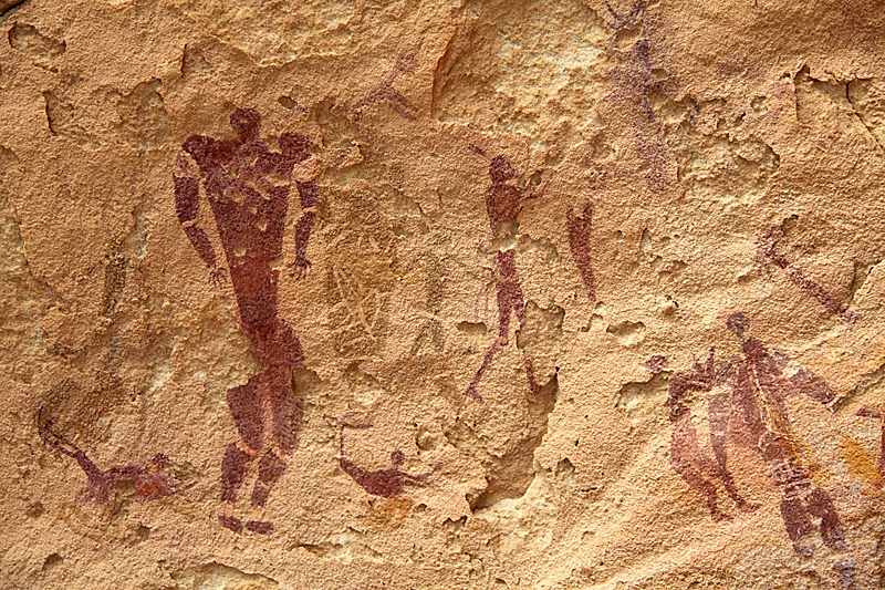 Painting of men in the Cave of the Swimmers, Wadi Sura, Gilf Kebir, Western Desert, Egypt