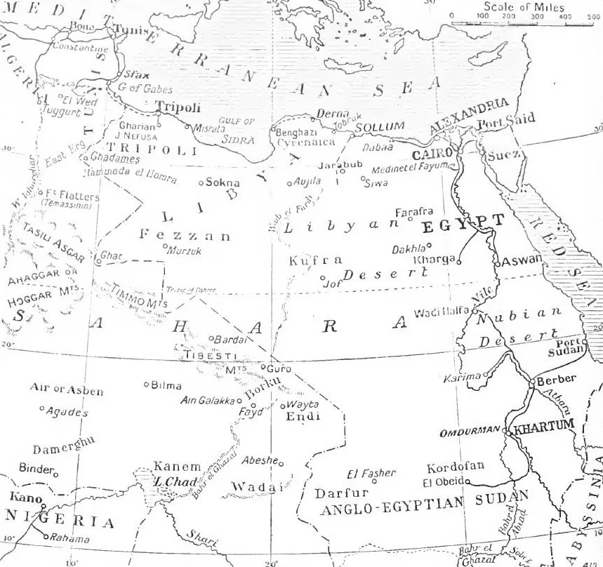 Area of operations, Senussi Campaign, 1915-1918
