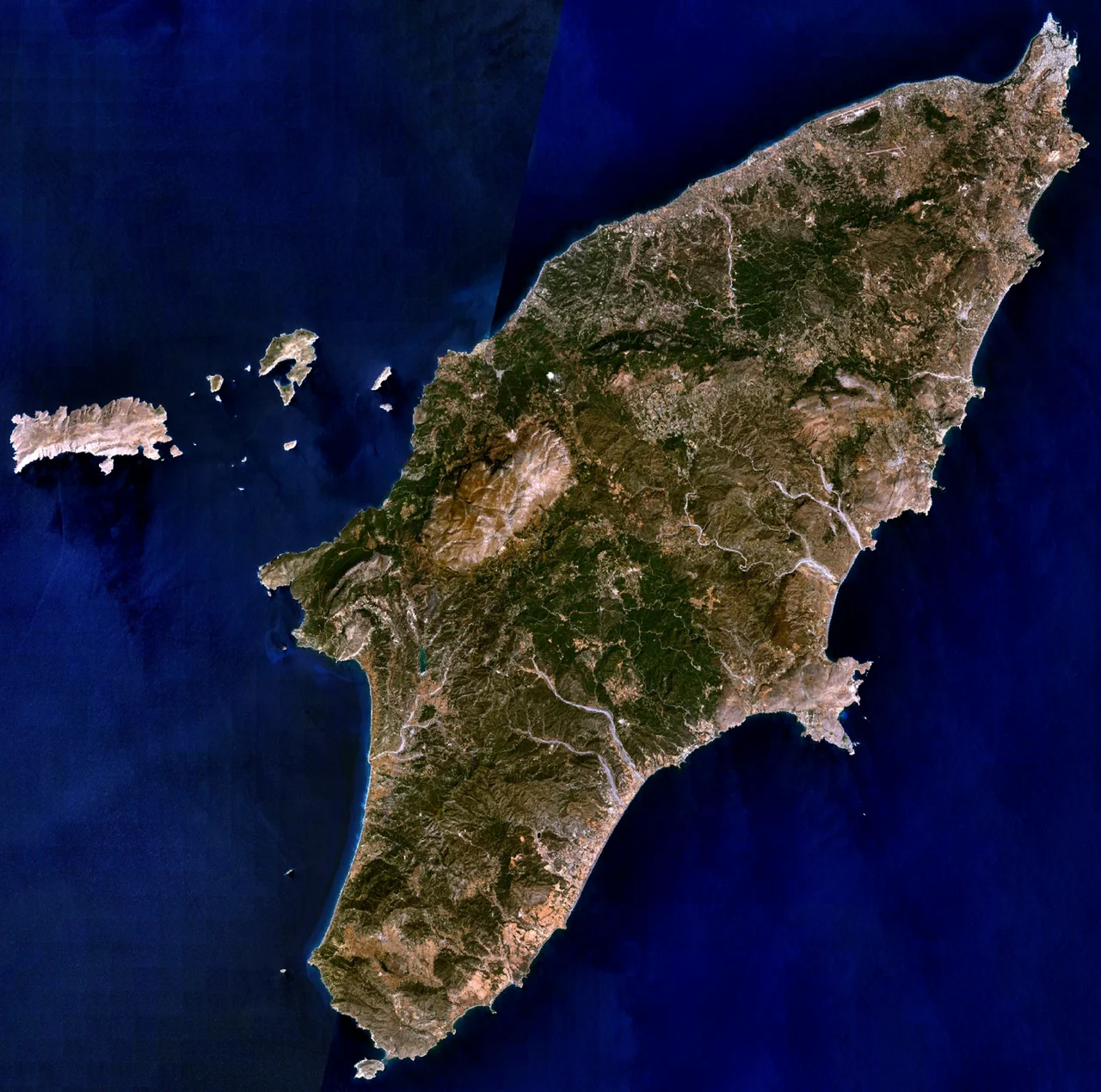 Visible colour satellite image of Rhodes.