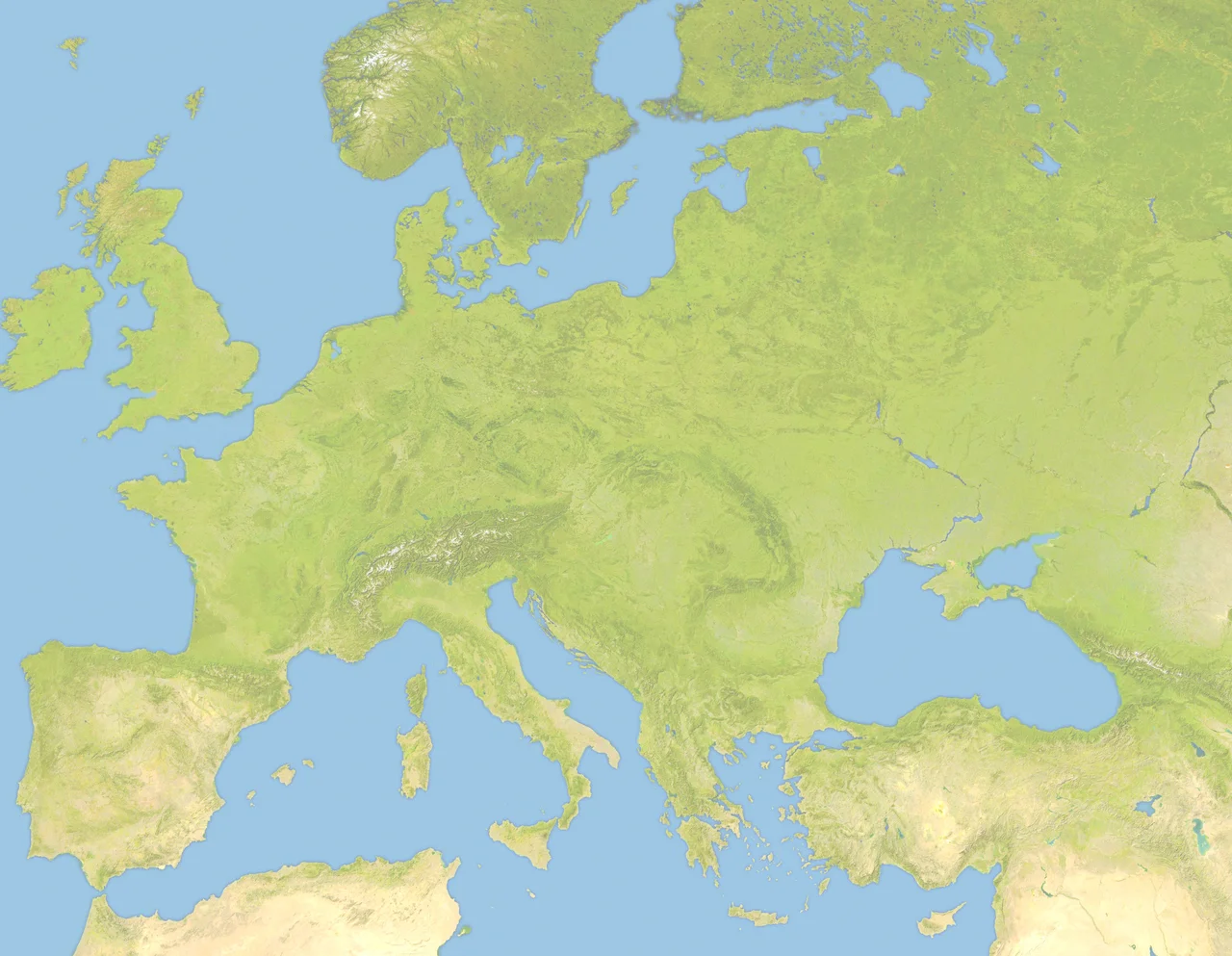 Location map of Europe, satellite image