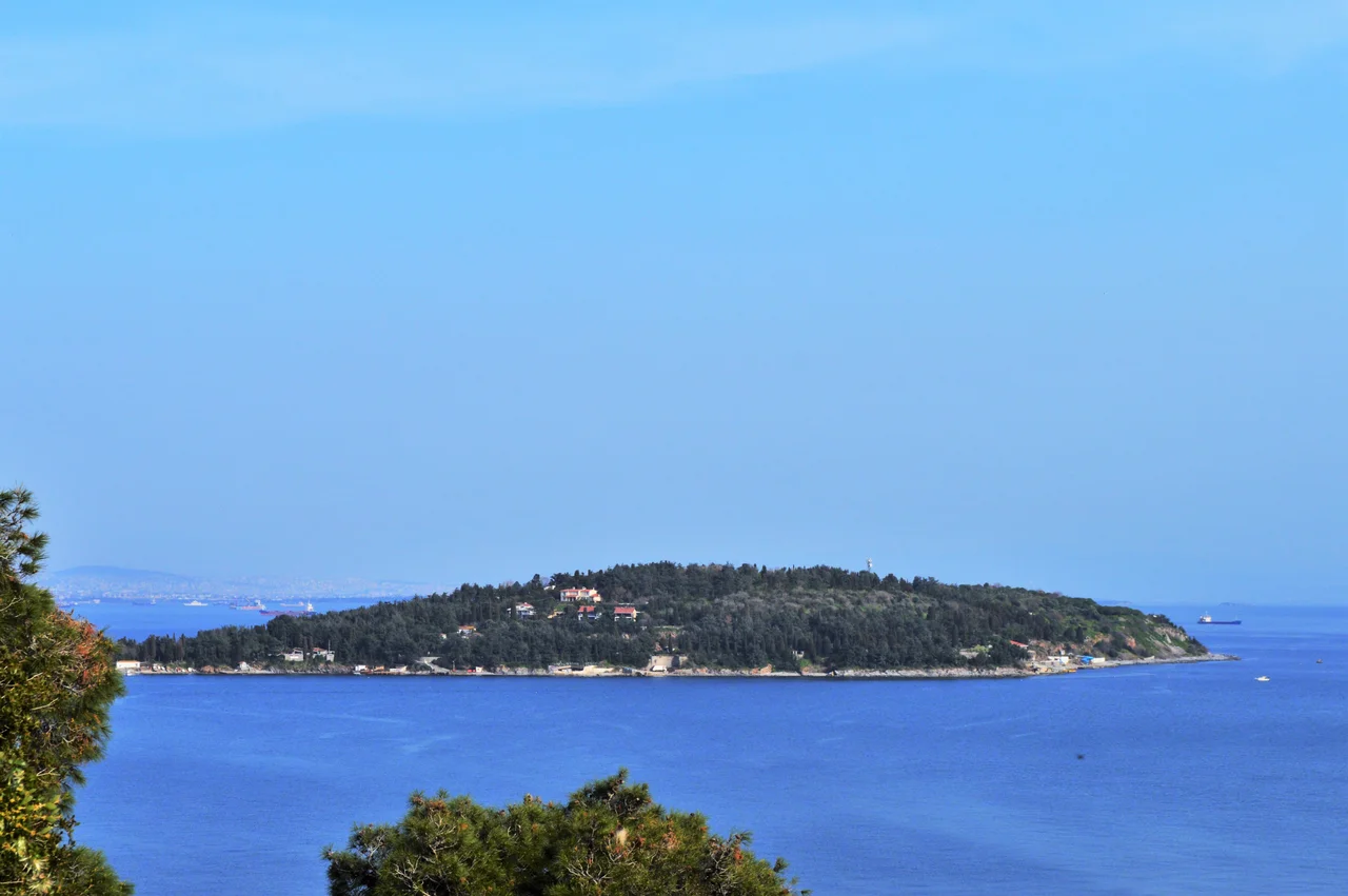A view of an island (Sedef Adası) from Büyükada island.