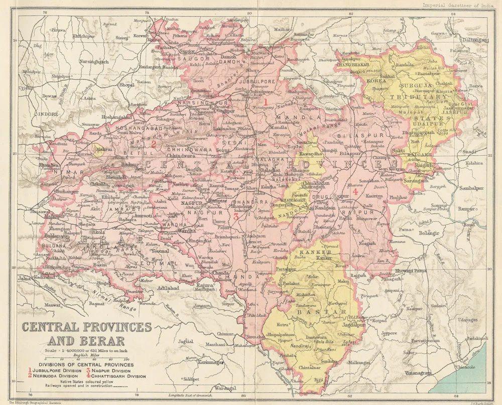 map of the Central provinces of british-India