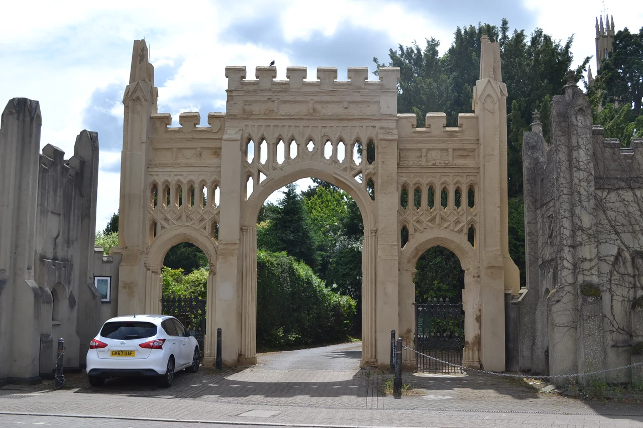 The newly-restored gatehouse to Hadlow Castle, Kent.