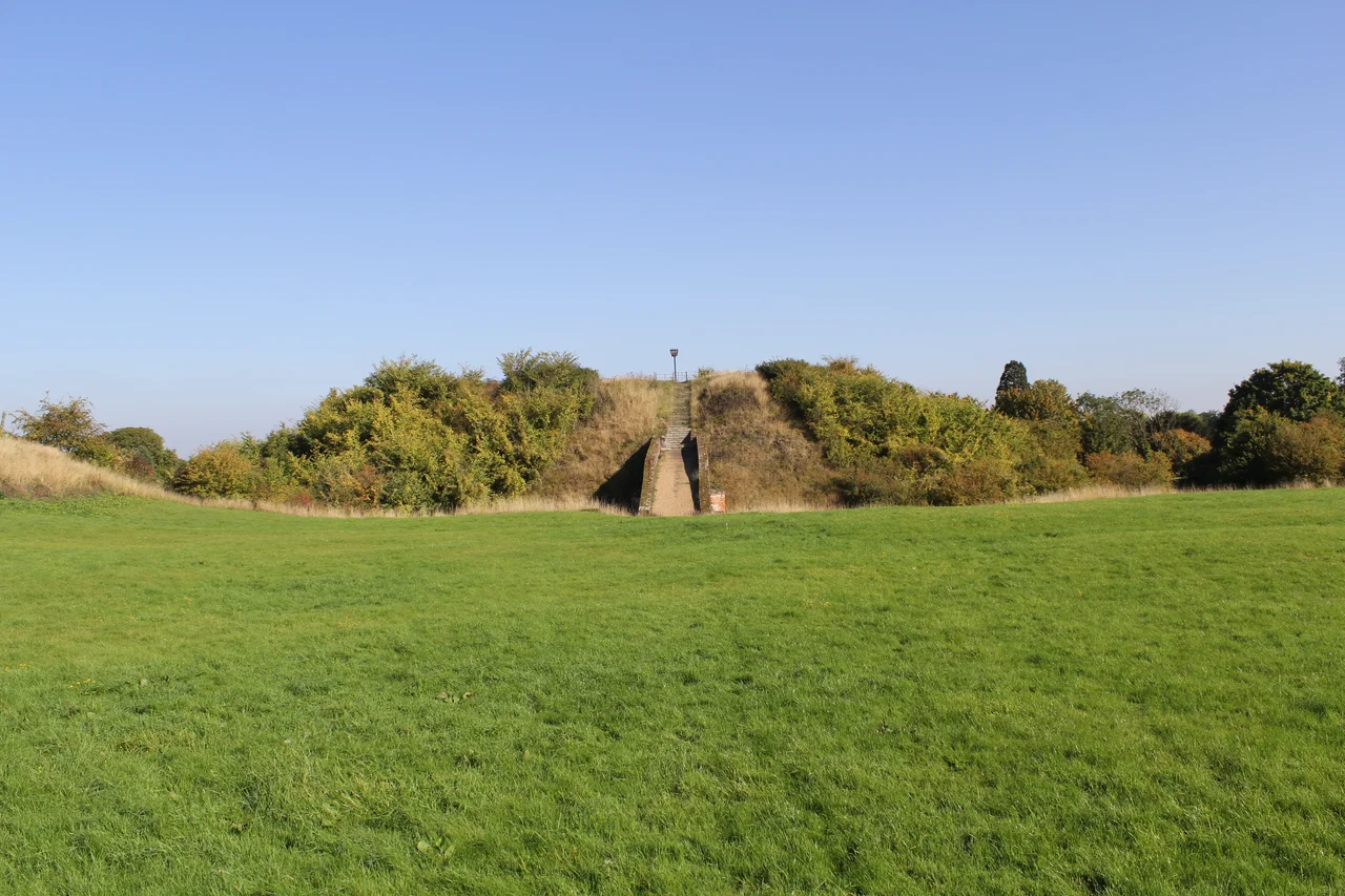 The motte of Pleshey Castle, seen from the southern bailey