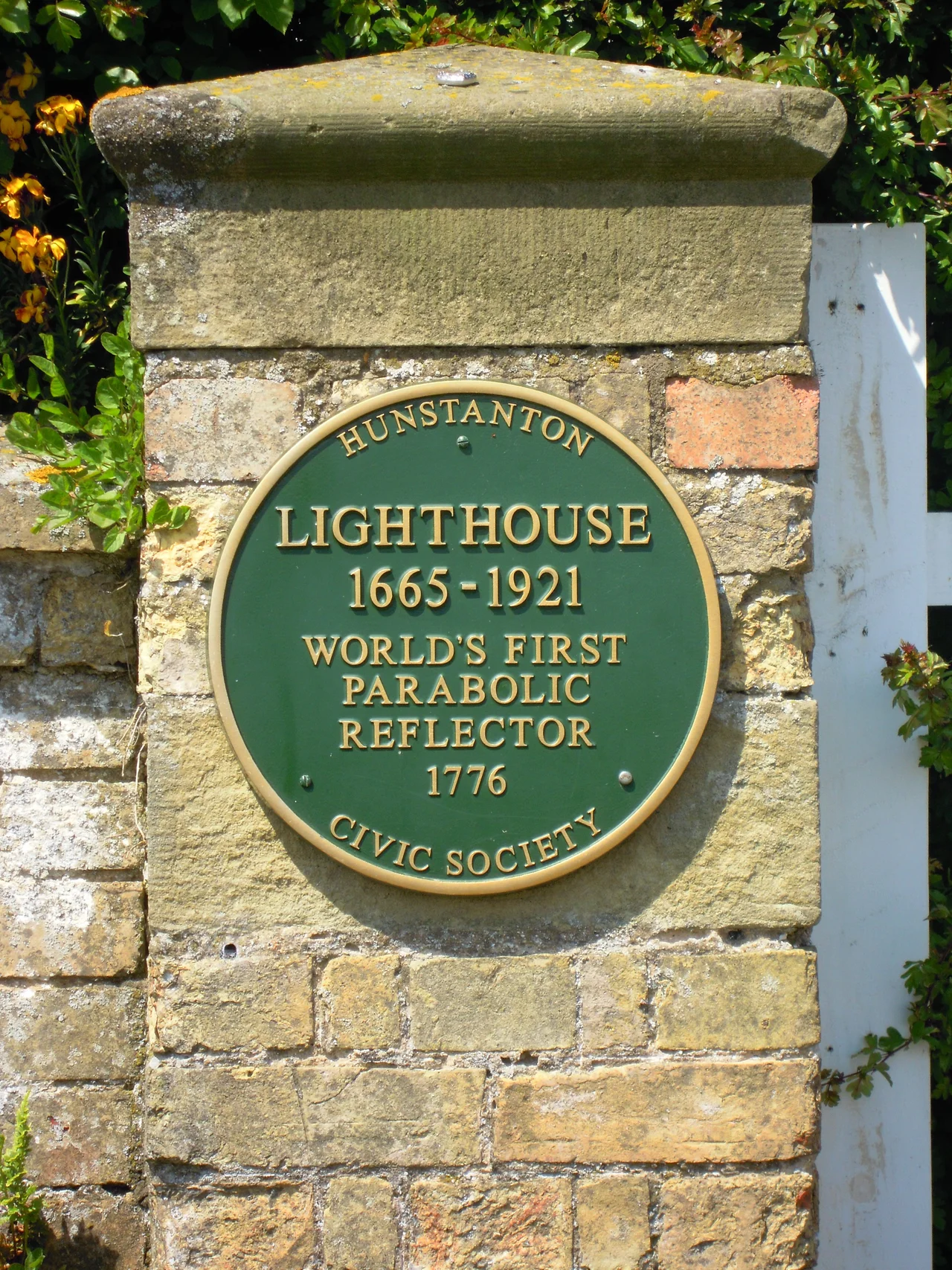 Plaque outside the Old Lighthouse at Hunstanton, Norfolk
