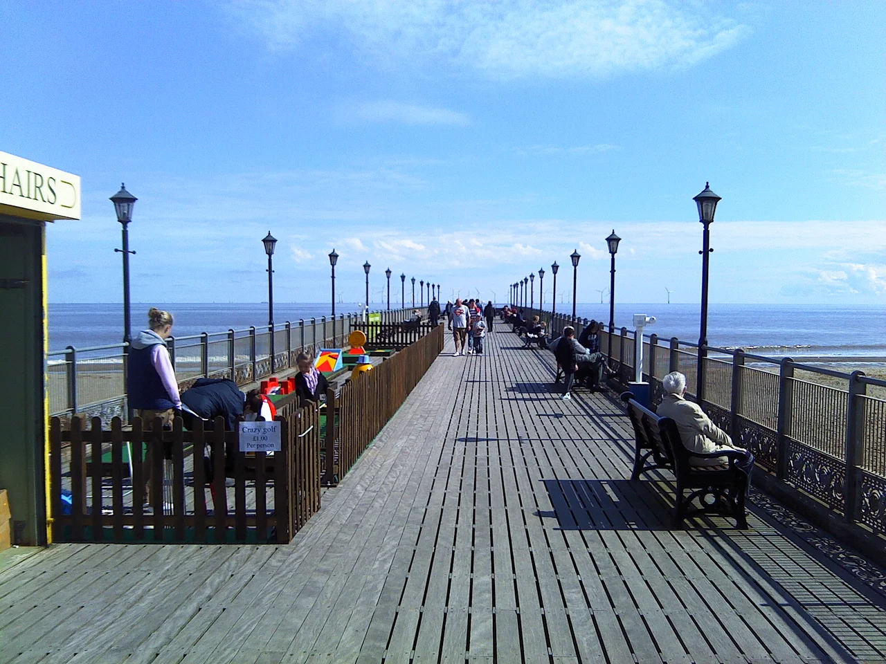 The pier deck on Skegness Pier looking seawards!