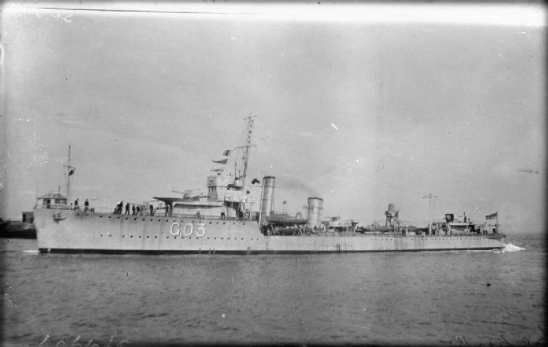 British destroyer HMS VORTIGERN underway.