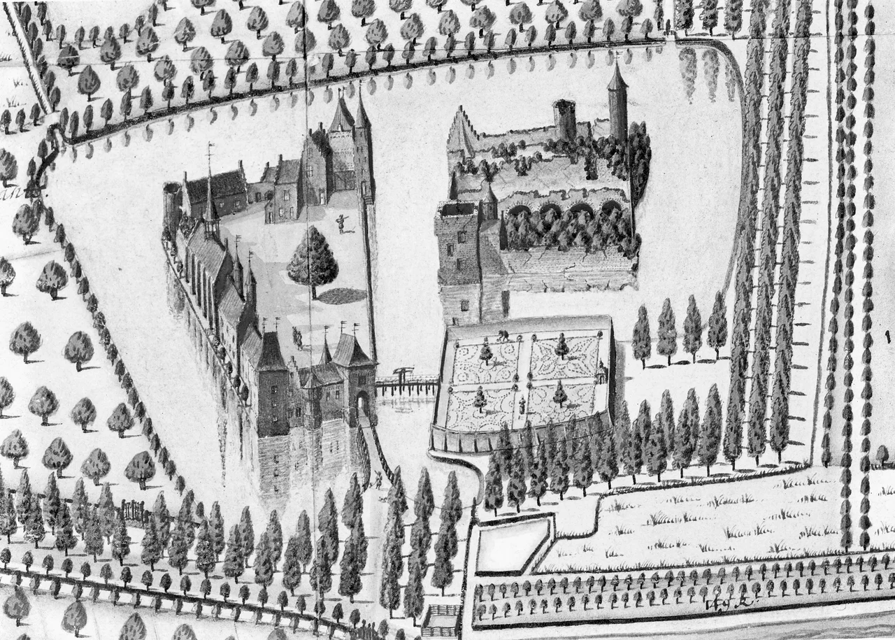 Diversen: Kasteel, tekening in Algemeen Rijksarchief