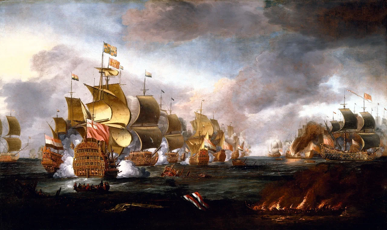 The Battle of Lowestoft, 3 June 1665: Engagement between the English and Dutch Fleets.