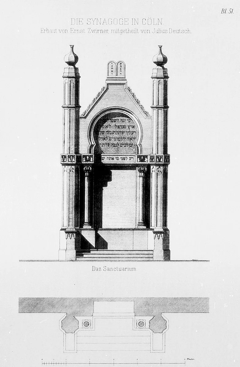 Torah Ark of the synagogue of Cologne in the Glockengasse, built in 1865, destroyed by the nazis in 1938.