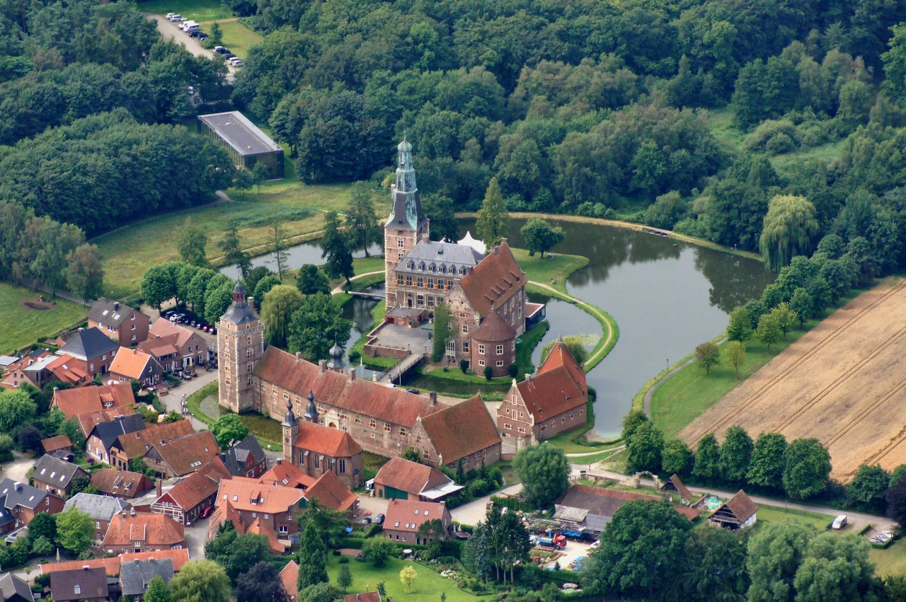 The castle of Raesfeld is situated in  Raesfeld, district of Borken in North Rhine-Westphalia, Germany.
