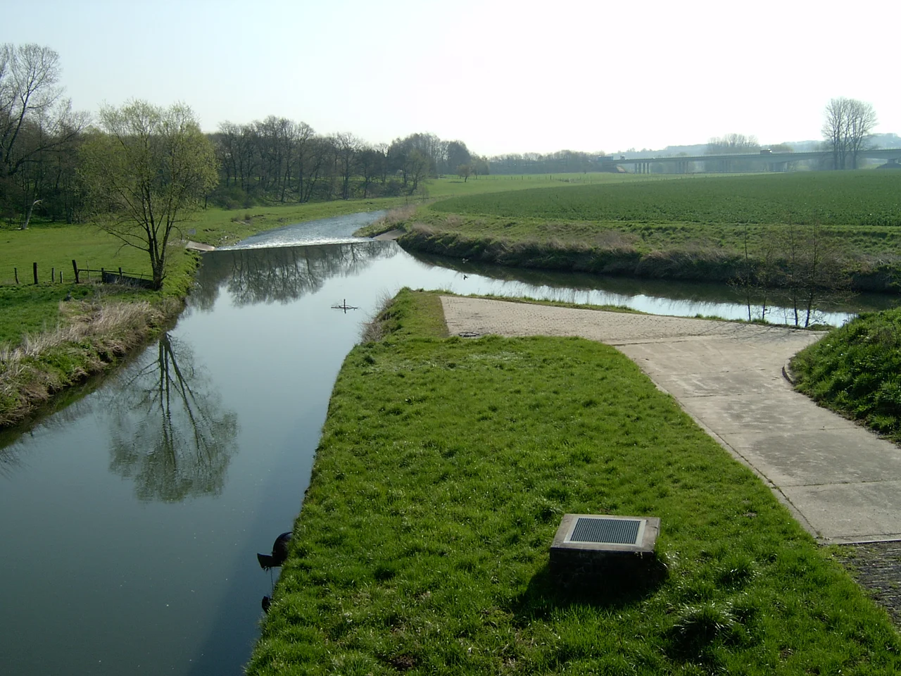 River Else and Werre confluence in town of Kirchlengern, District of Herford, North Rhine-Westphalia, Germany.