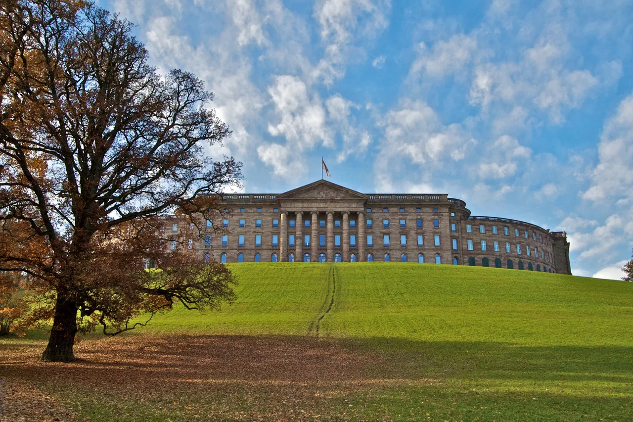 Schloss Wilhelmshöhe is a palace located in Europe's largest hillside park (and the world's second largest park on a mountain slope), Bergpark Wilhelmshöhe, situated above Kassel, Germany.