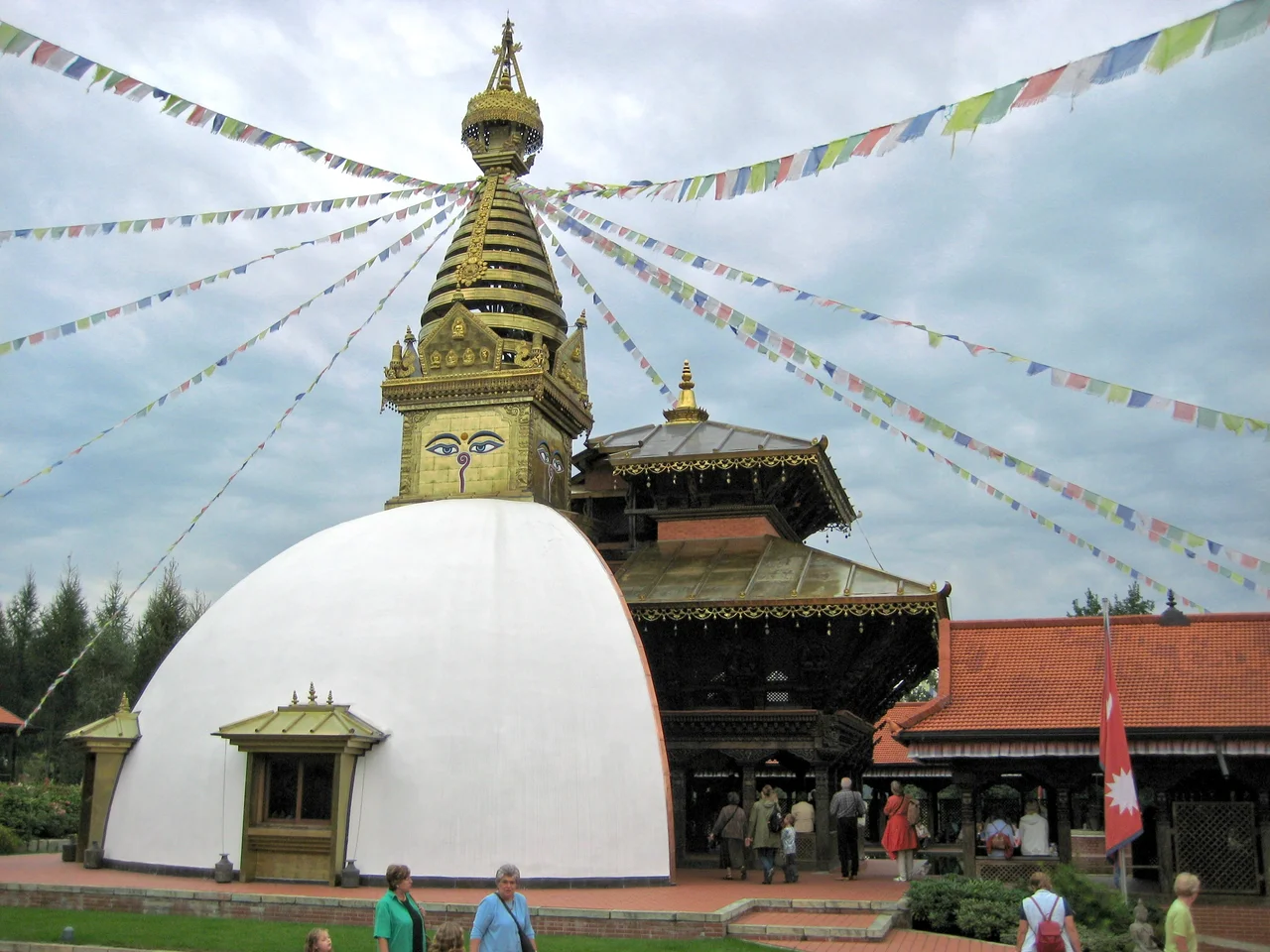 The Nepal Himalaya Pavillon from the Expo 2000, rebuilt with a small botanical garden at Wiesent near Regensburg