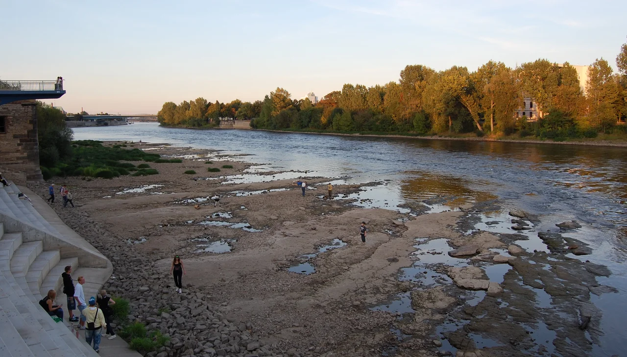 Domfelsen in der Elbe, unterhalb des Magdeburger Doms,
