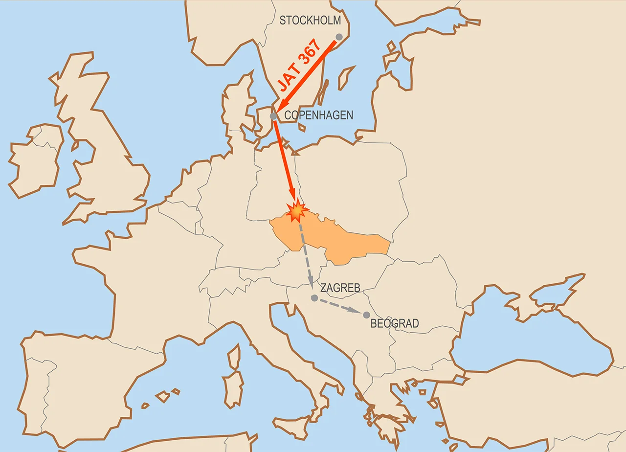 Map of flight JAT367