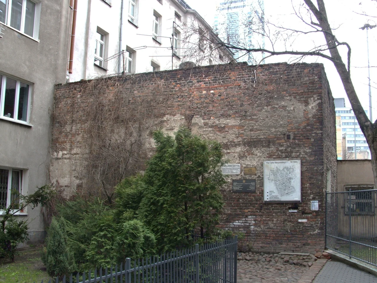 Remaining part of Warsaw Ghetto wall in a backyard of Złota 60.