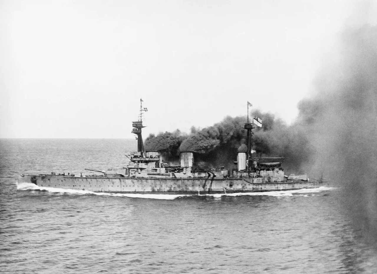 The bow and stern of HMS Invincible standing upright on the bed of the North Sea after being sunk during the Battle of Jutland.