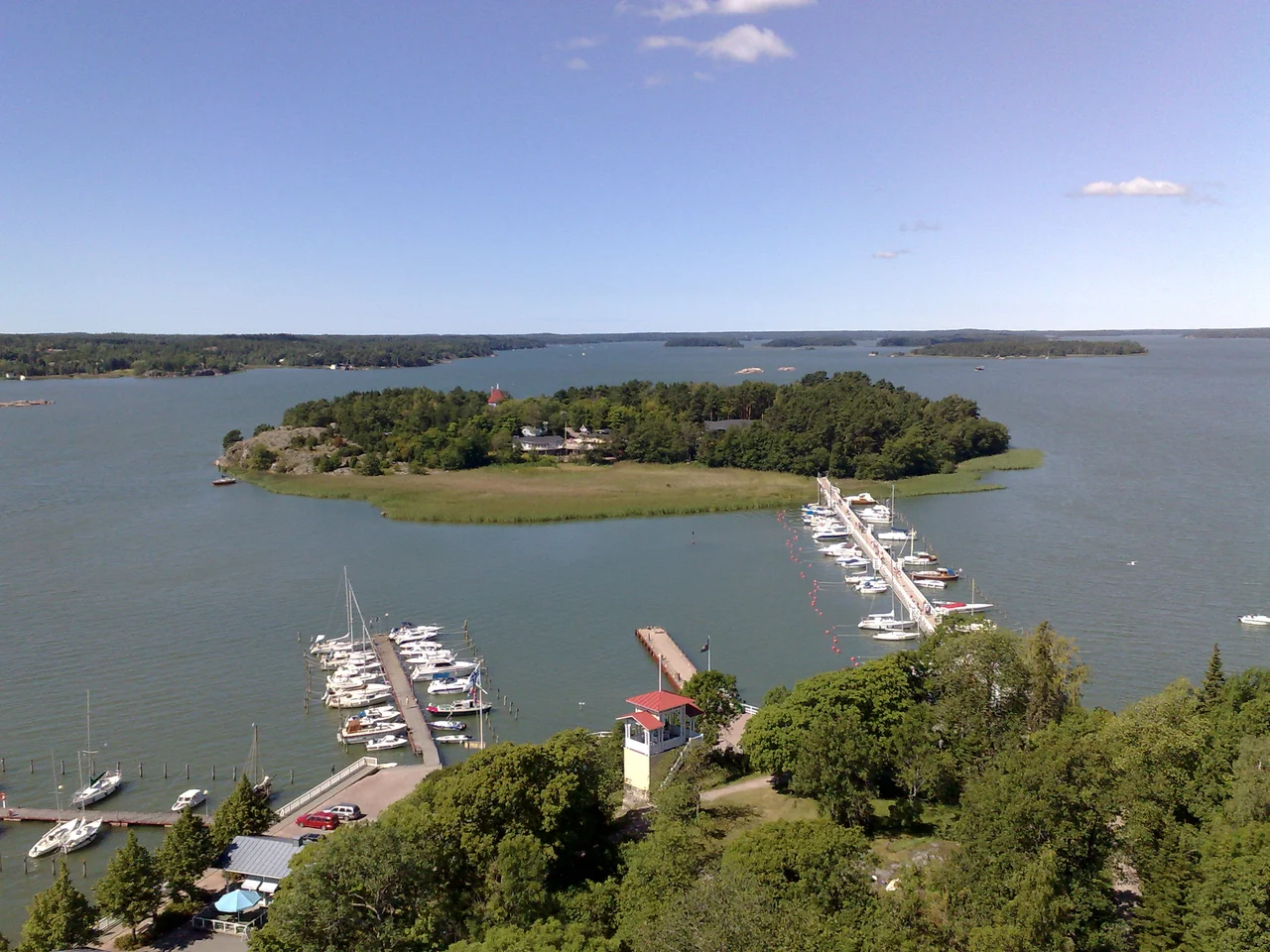 View from Church of Naantali in Naantali, Finland. Middle of the picture is island of Kailo. Moomin World is on the island of Kailo.
