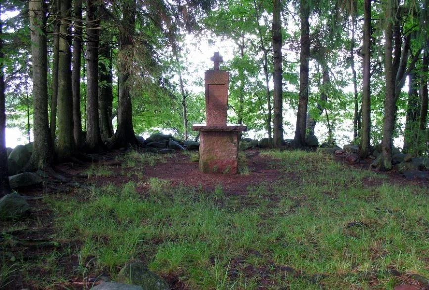 Kirkkokari island in Lake Köyliö, Finland. Site of Medieval chapel and memorial of Christianization of Finland. The island used to be a pilgrimage site.