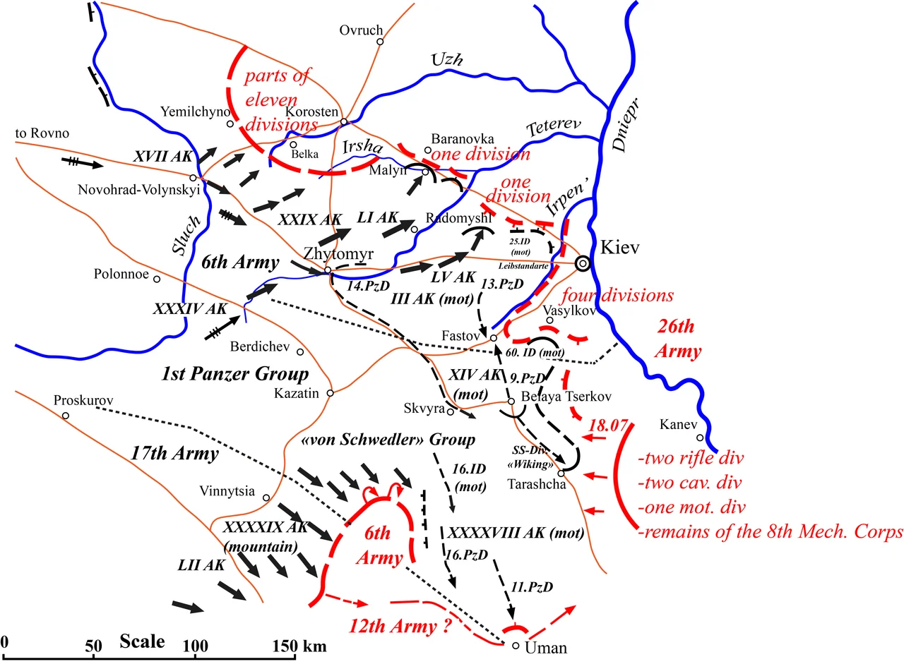 The environment of Soviet troops near Uman during the Battle of Uman (1-2 August 1941)