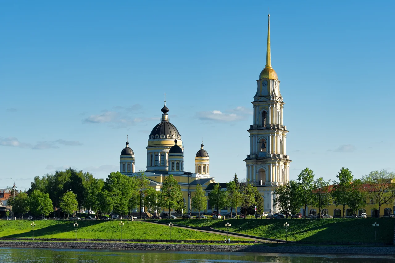 Volga River. Rybinsk. Transfiguration Cathedral