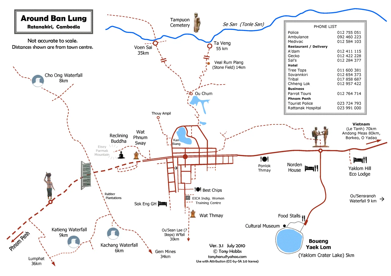 Around Banlung. Map of Banlung Environs, Banlung
Map of: Banlung Area¤.