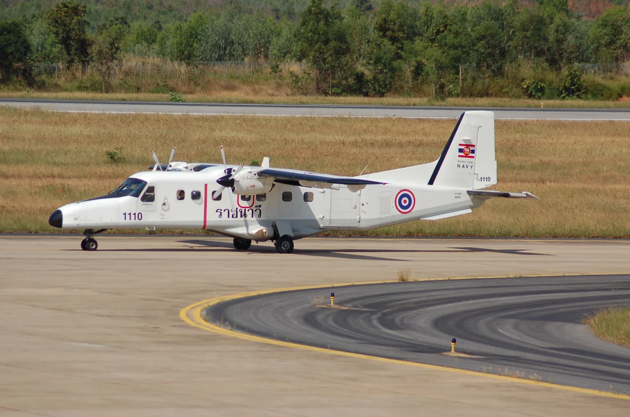 Dornier 228 of the Royal Thai Navy taxiing in at Khon Kaen,Thailand, 06/12/12.