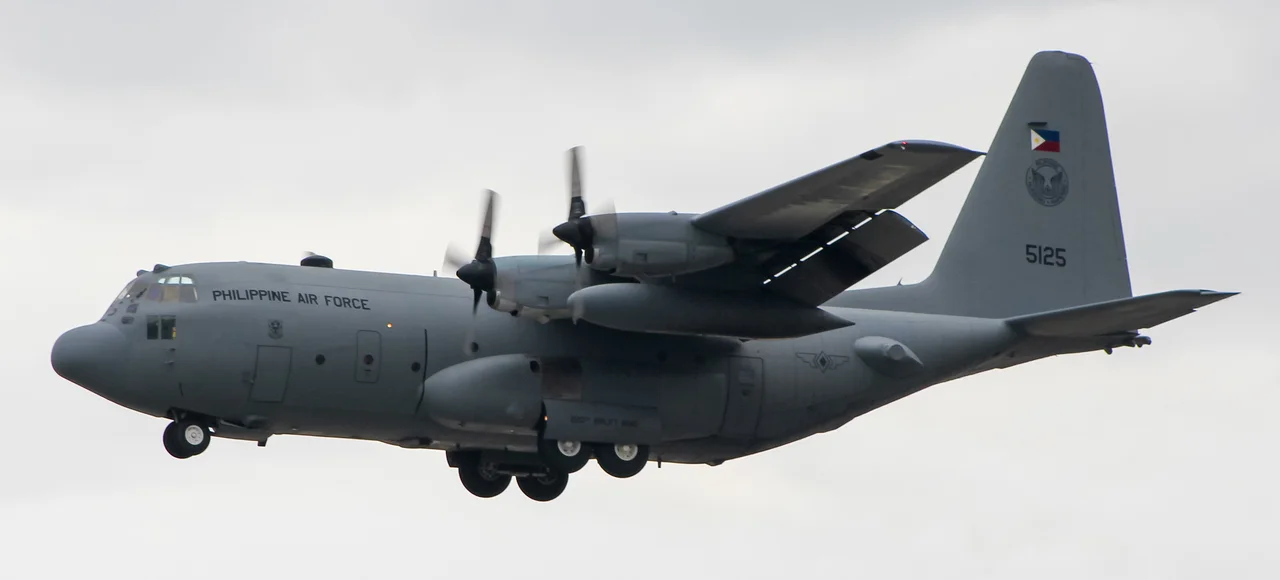 A photo of the Philippine Air Force's newest C-130H, which crashed in Sulu yesterday. Taken in Manila.