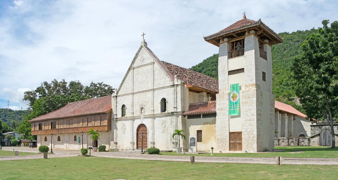 Patrocinio de Maria Church in Boljoon, Cebu Island, Philippines. The church is facing east to the ocean. It not only serves as a church for Boljoon, it also has a museum of local religious items through out the church history. This church is also a National Cultural Treasure by the National Museum of the Philippines and a National Historical Landmark. The church also survived the 2013 earthquake, where several other churches in the area were significantly damaged. This image was taken on January 21, 2017.