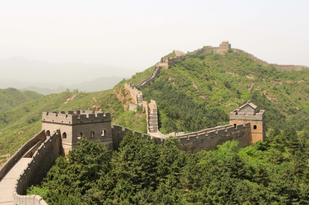 The Great Wall of China's eastern end is on the shore of the Bohai Sea