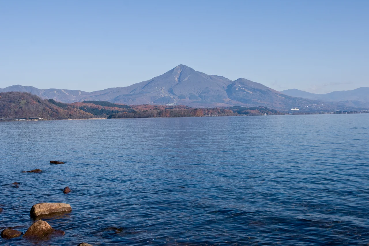 Mount Bandai as seen from Lake Inawashiro, Fukushima Pref., Japan
