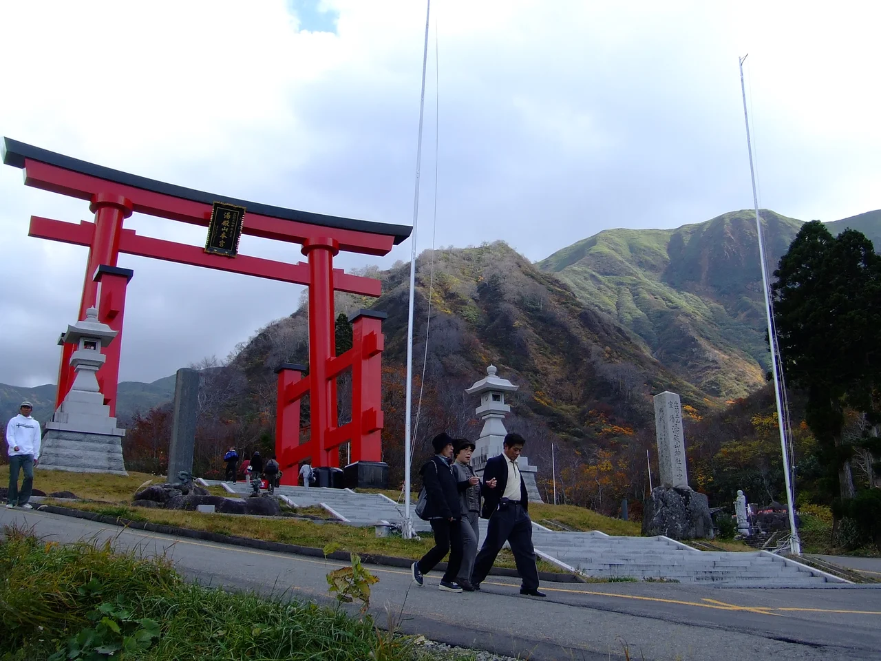 This is the torii gate at the entrance of the Yudonosan Shrine in Yamagata Prefecture, Japan. I took this photo with a digital camera on 28th October 2006.